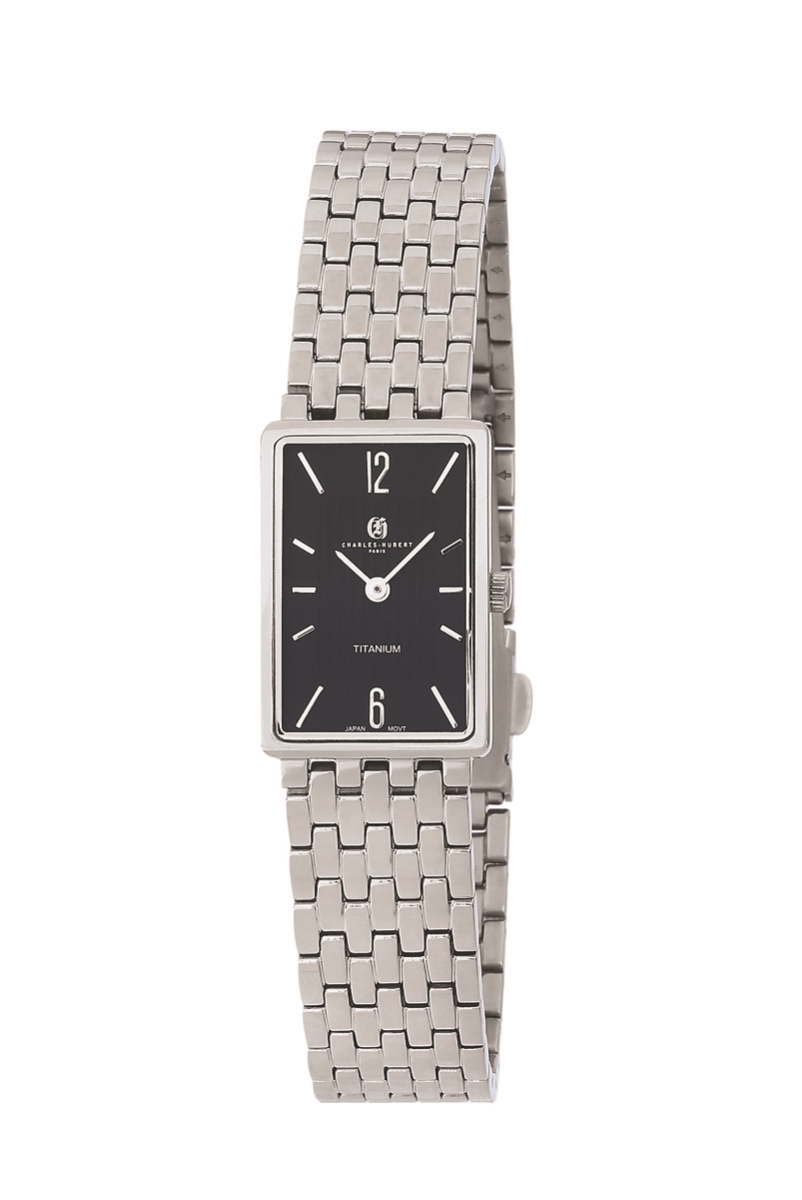 Picture of Charles-Hubert Paris 6925-B 20 x 29 mm Womens Titanium Quartz Watch, Black