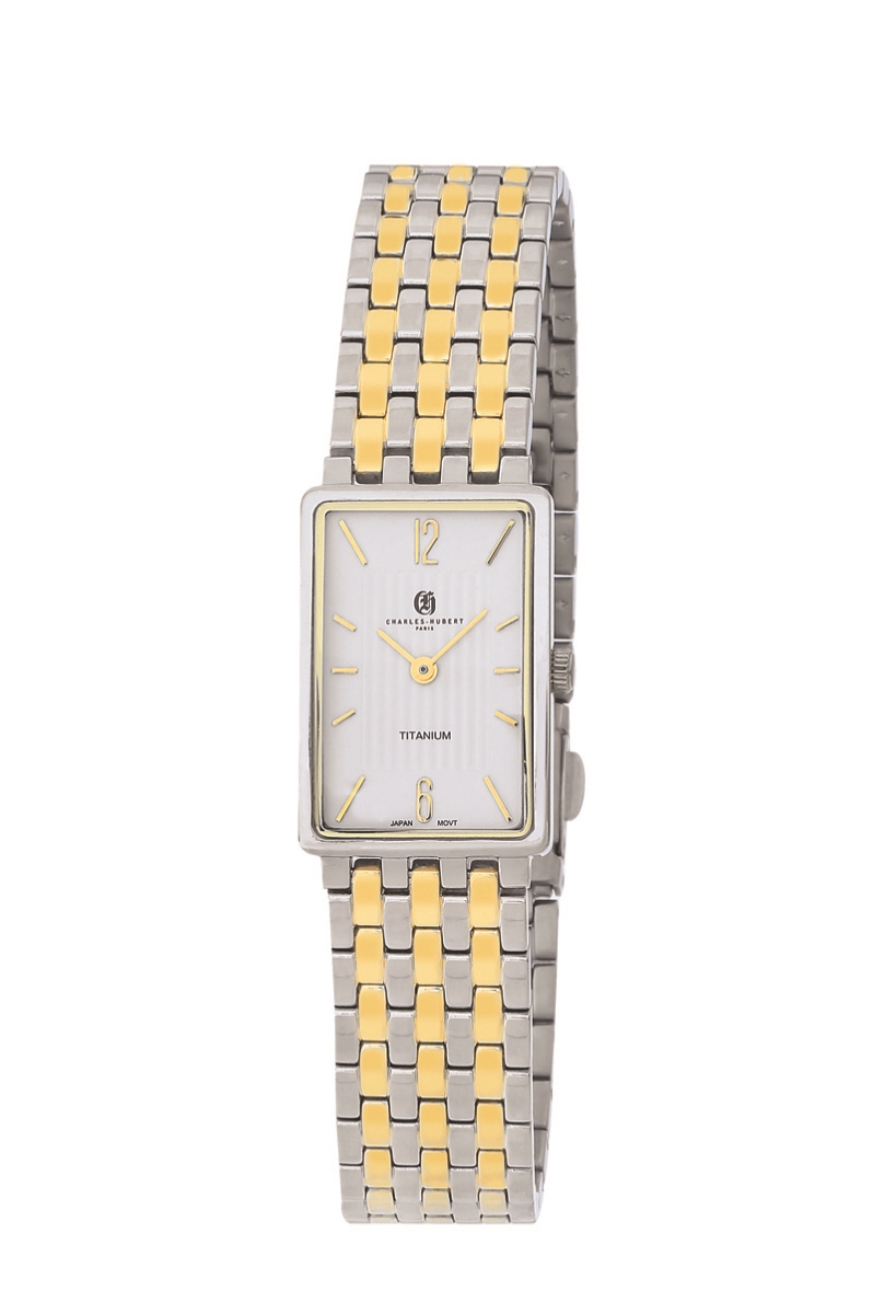 Picture of Charles-Hubert Paris 6925-G 20 x 29 mm Womens Titanium Quartz Watch, White