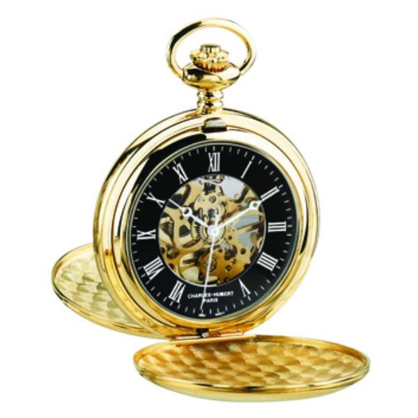 Picture of Charles-Hubert Paris DWA061 47 mm Double Hunter Case Mechanical Movement Pocket Watch, Gold