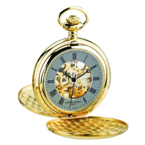 Picture of Charles-Hubert Paris DWA065 47 mm Double Hunter Case Mechanical Pocket Watch, Gold