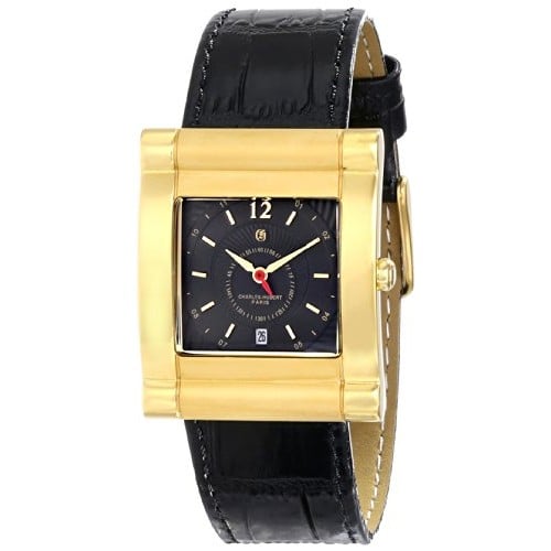 Picture of Unitron Enterprise 6841-G Ladies IP-Plated Stainless Leather Band Watch - 29 x 35 mm