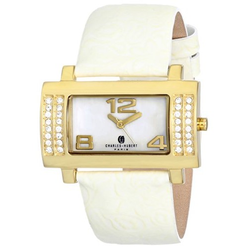 Ladies Stainless White Leather Watch - 40 x 23 mm