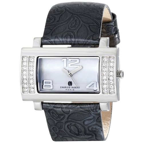Picture of Unitron Enterprise 6842-WB Ladies Stainless Black Leather Watch - 40 x 23 mm