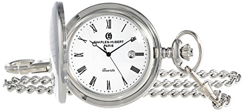 Stainless Steel Stripe Design Pocket Watch