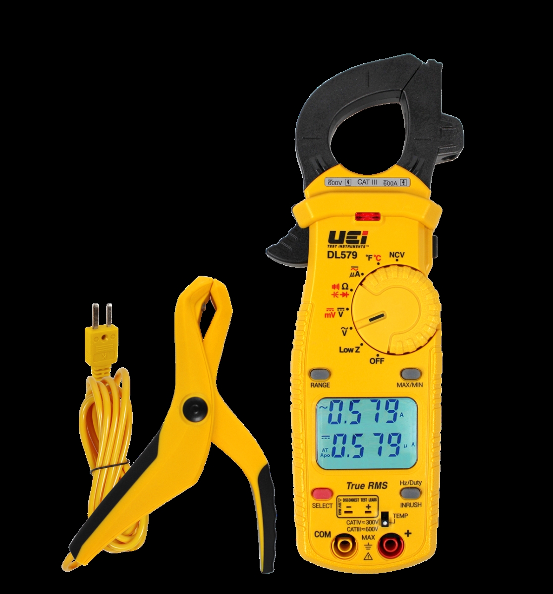 DL579COMBO 600A True-RMS Dual Display HVAC & R Clamp Meter with Temperature & Capacitance with ATTPC4