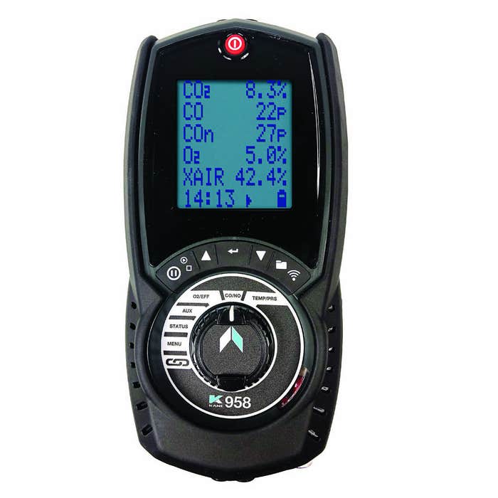 KANE958KIT Industrial Combustion Flue Gas Analyzer with Wireless Thermal Printer, O2 & CO Sensor - H2 Compensated, Black