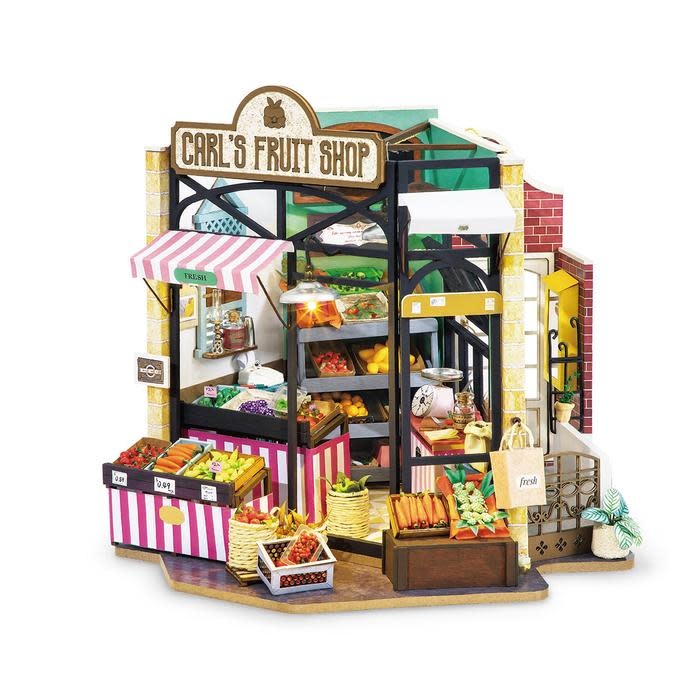 Picture of Carl&apos;s Fruit Shop  -  Rolife DIY Miniature Dollhouse Kit 1:24 Scale Model Green Grocery Diorama Gifts for Adults