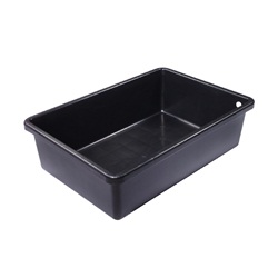 42 x 28.5 x 12 in. 60 gal Rectangular Heavy Duty Black Plastic Basin Tub