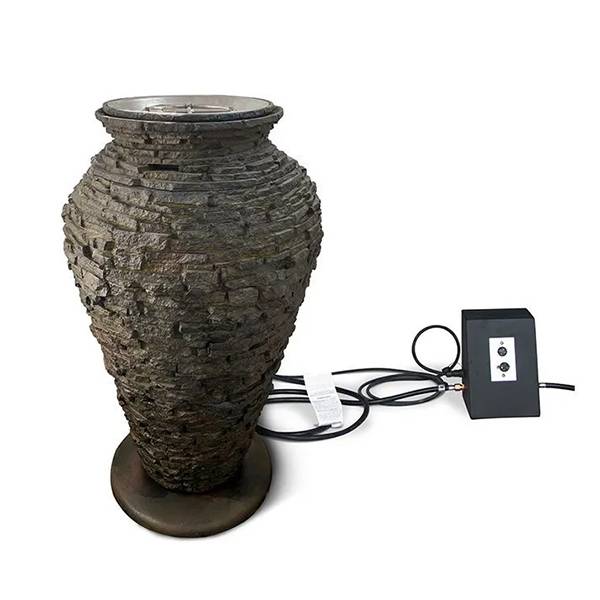 Large Fire & Water Stacked Slate Urn