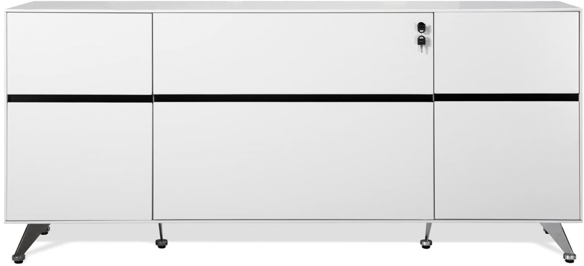 Picture of Unique Furniture 493-WH Contemporary Storage Credenza&#44; White & Black