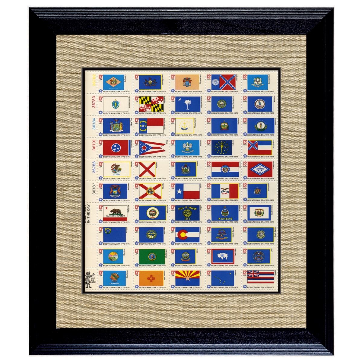Picture of American Coin Treasures 14106 16 x 14 in. US State Flag Stamp Sheet Wood Frame