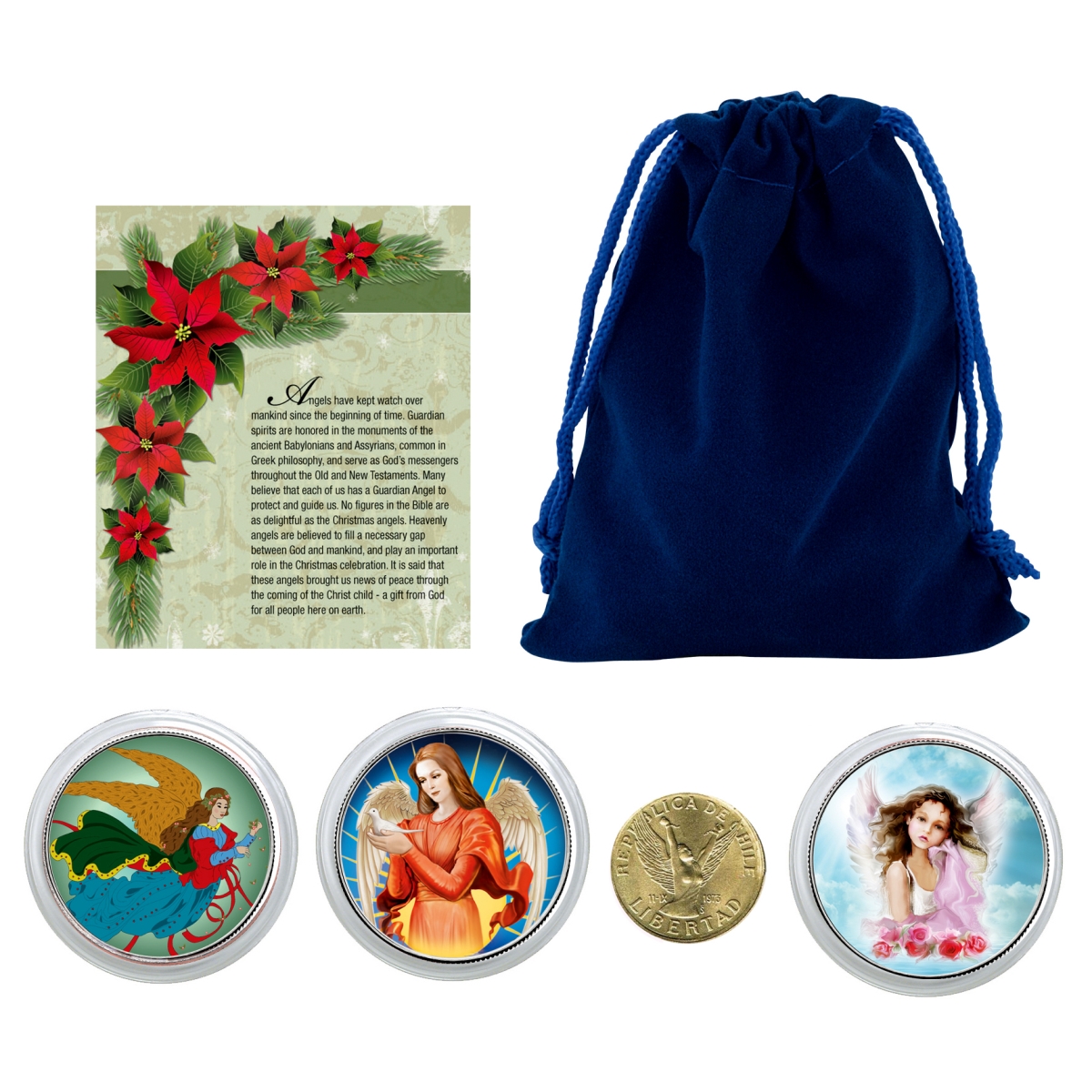 Picture of American Coin Treasures 14233 Christmas Angel Coins in Blue Pouch