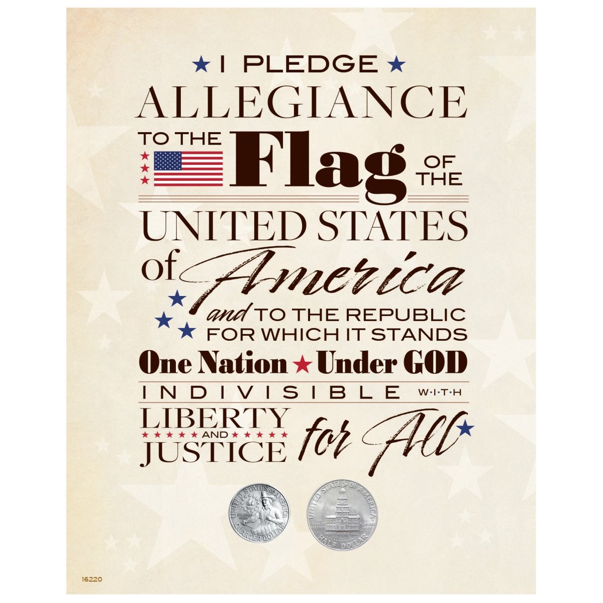 Picture of UPM Global 16220 Pledge of Allegiance Bicentennial Quarter & Half Dollar Matted Coin