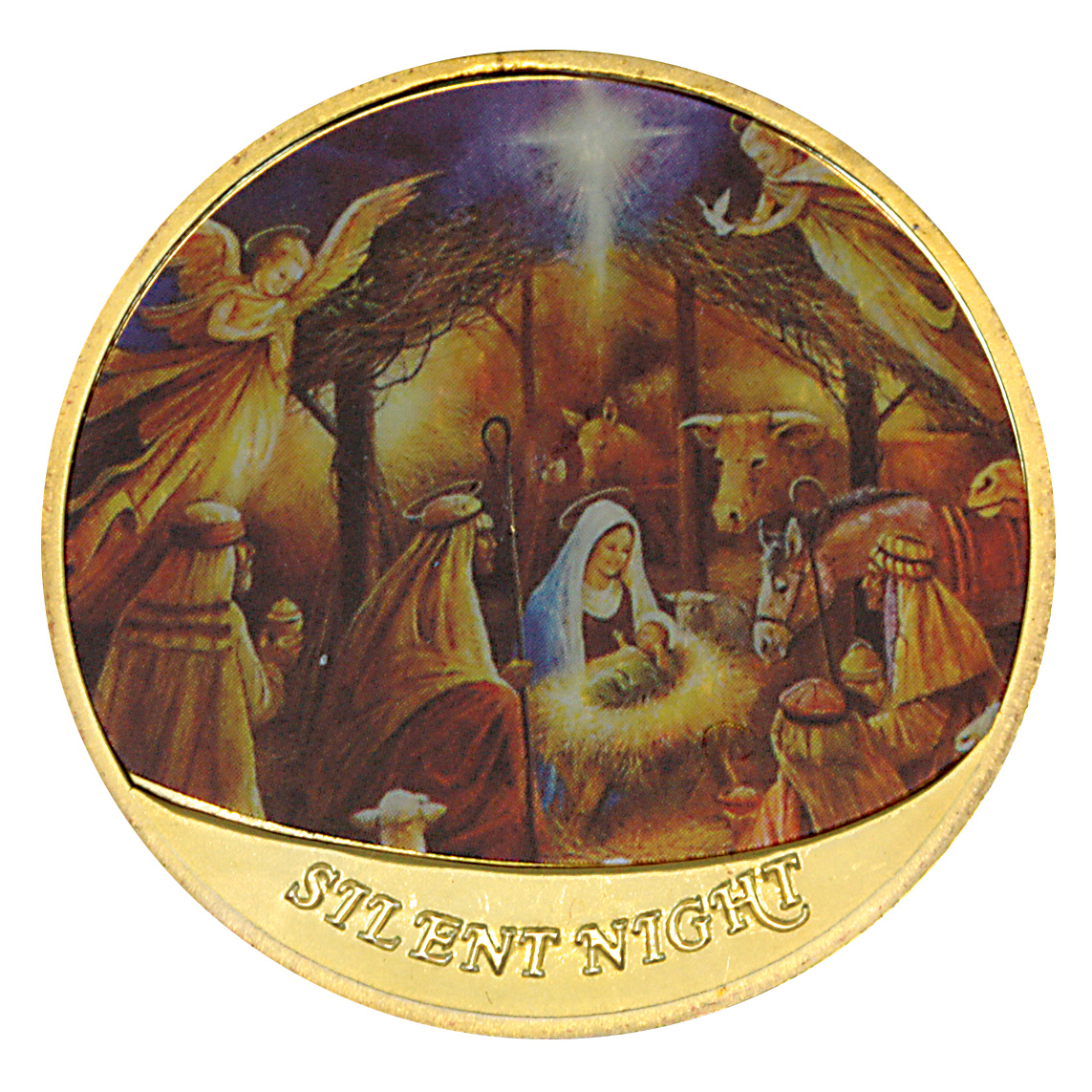 Picture of UPM Global 16232 Baby Jesus Nativity 24KT Gold Colorized Medallion in Box