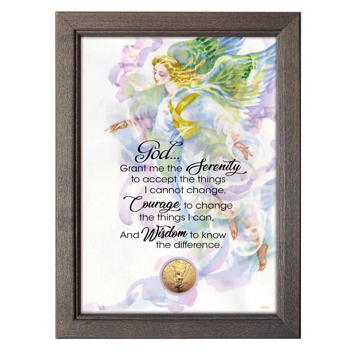 Picture of UPM Global 16317 5 x 7 in. Serenity Prayer with Angel Coin in Frame