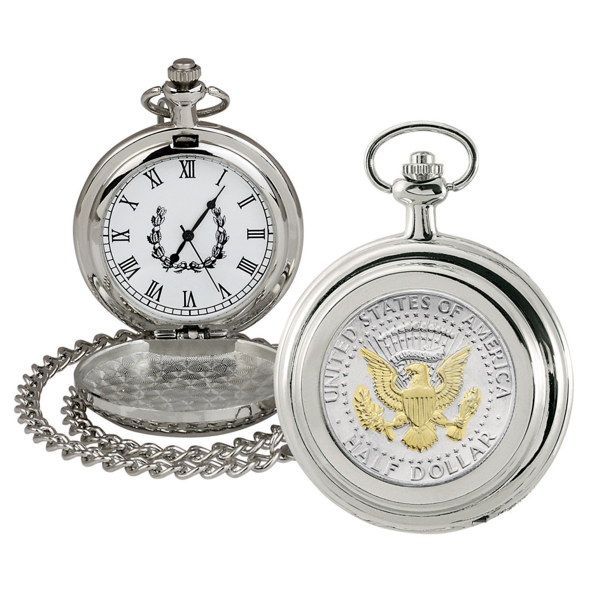 Picture of UPM Global 13158 Selectively Gold-Layered Presidential Seal JFK Half Dollar Coin Pocket Watch