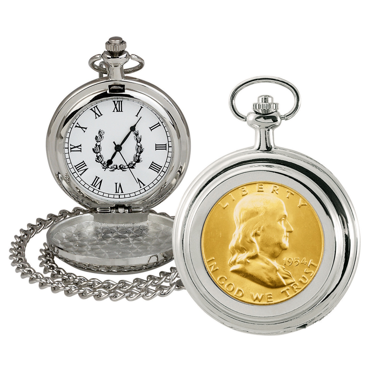 Picture of UPM Global 13165 Gold-Layered Silver Franklin Half Dollar Coin Pocket Watch