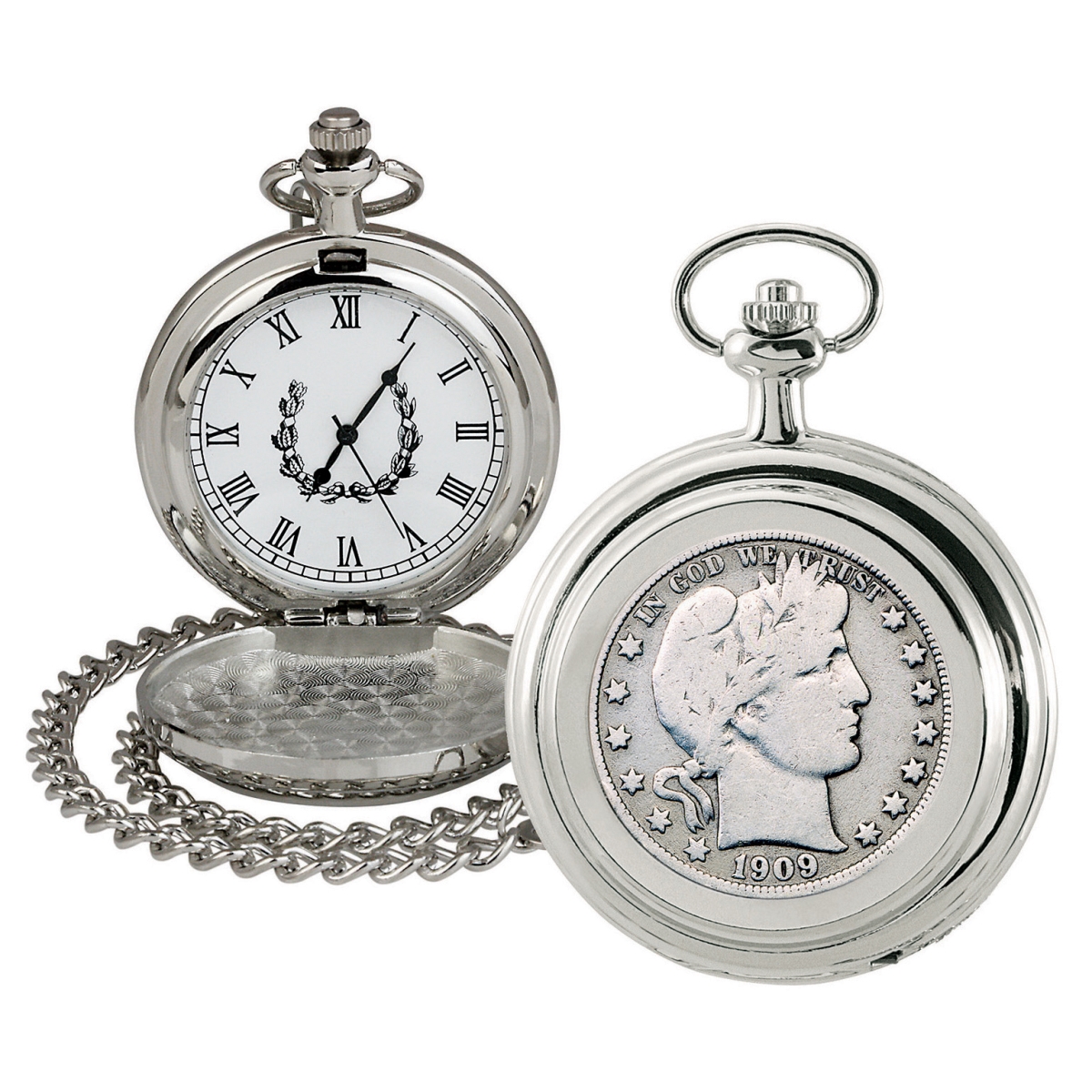 Picture of UPM Global 13193 Silver Barber Half Dollar Coin Pocket Watch