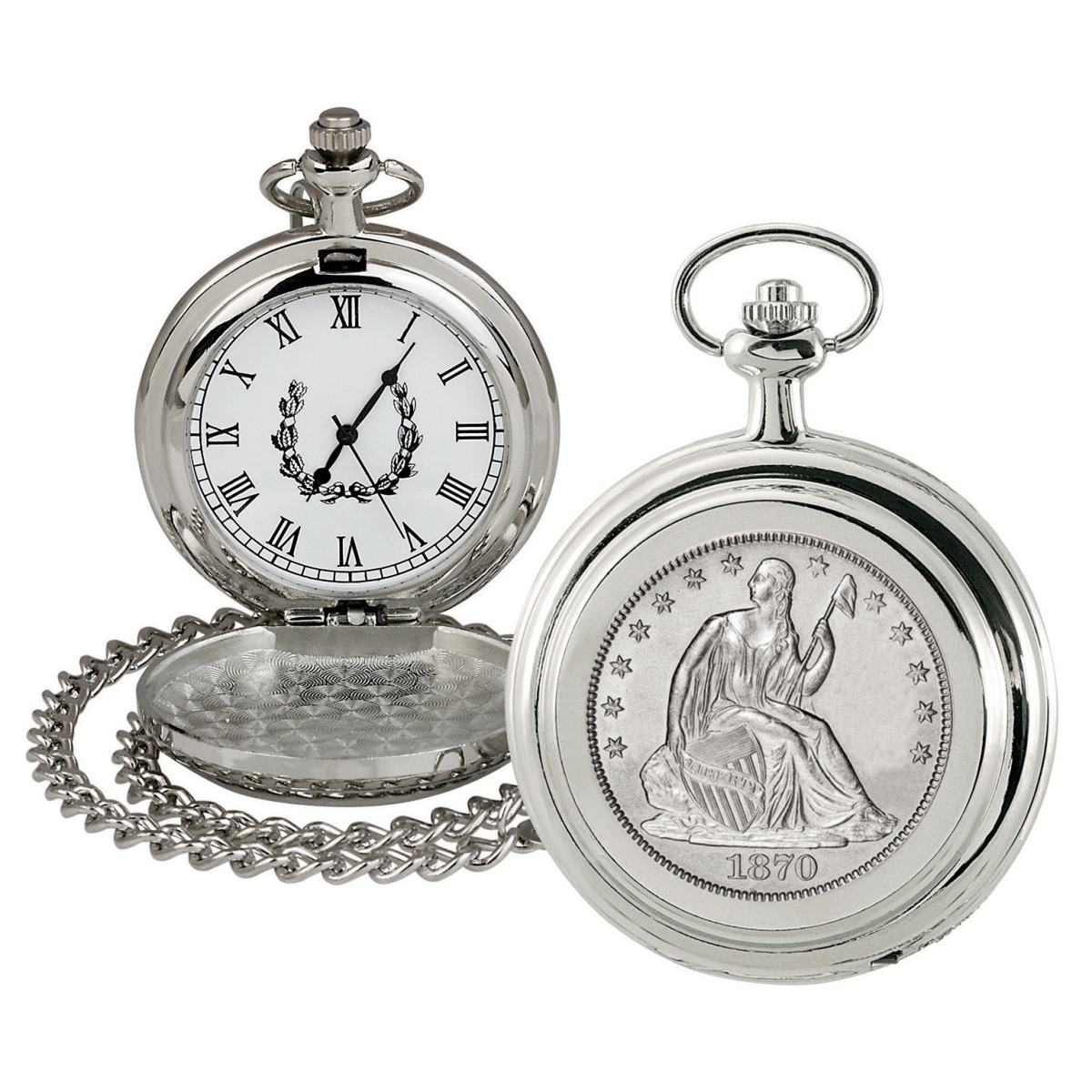 Picture of UPM Global 13194 Silver Seated Liberty Half Dollar Coin Pocket Watch
