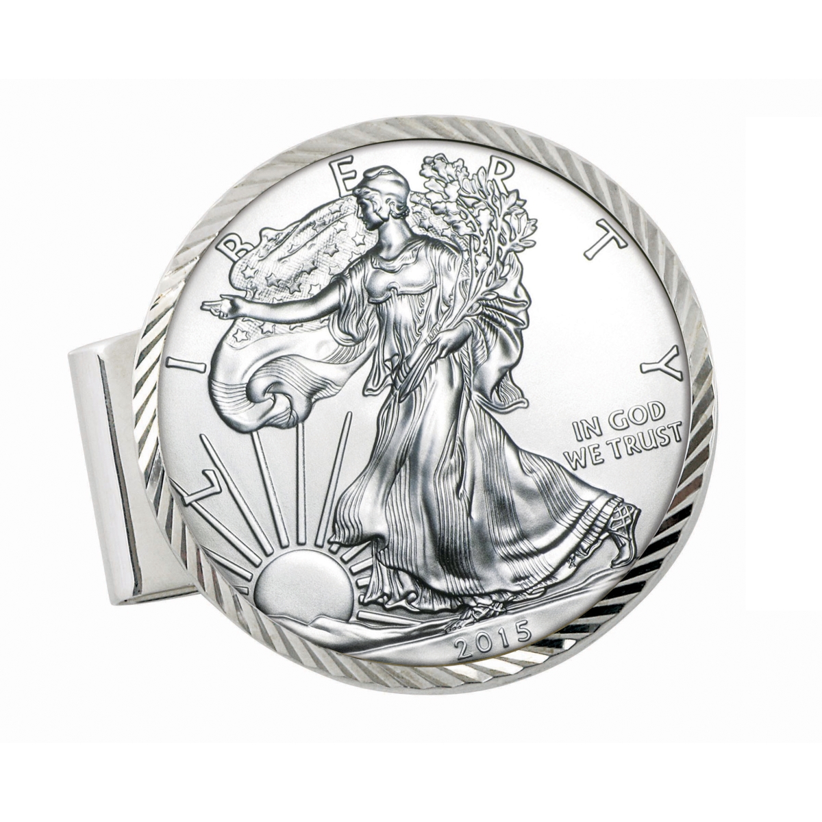 13506 Sterling Silver Diamond Cut Coin Money Clip with American Silver Eagle Dollar -  UPM Global
