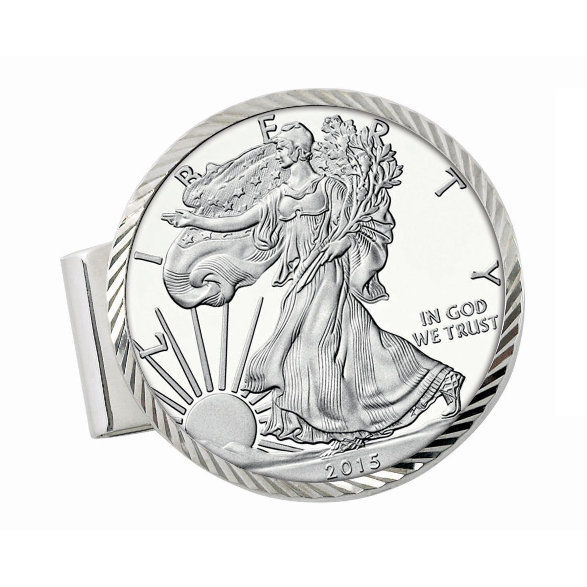 13509 Sterling Silver Diamond Cut Coin Money Clip with Proof American Silver Eagle Dollar -  UPM Global