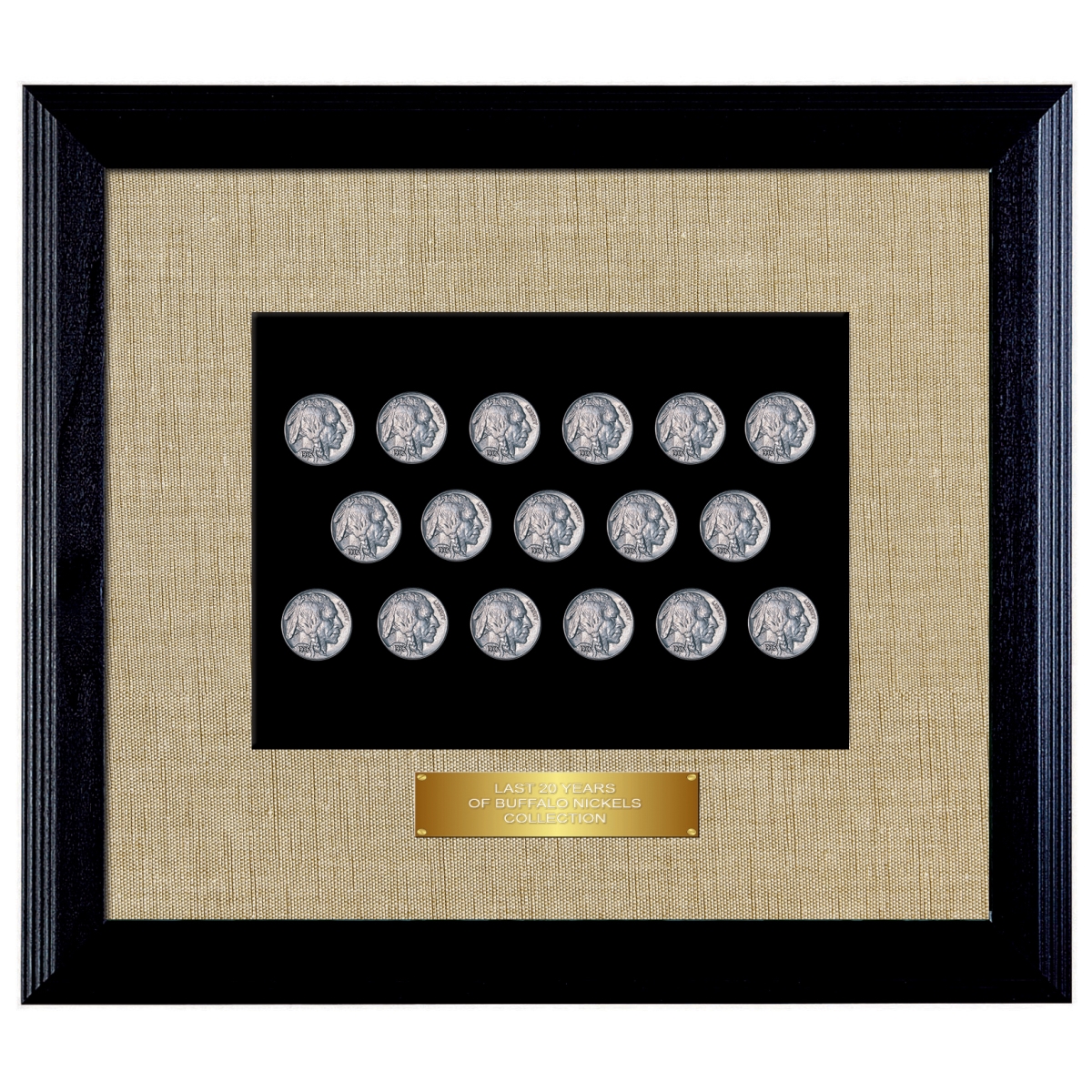 Picture of UPM Global 13956 Last 20 Years of Buffalo Nickels Coin in Wood Frame