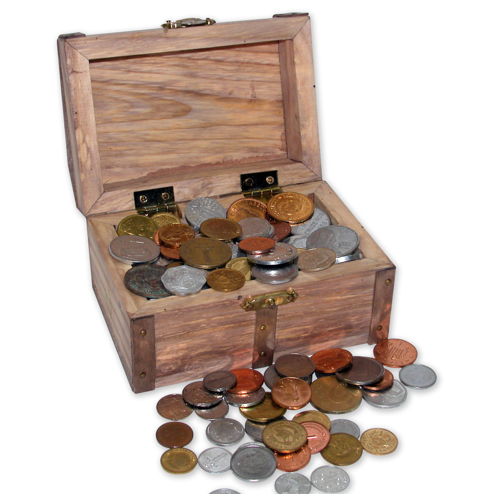 Picture of UPM Global 14172 Treasure Chest of 100 Coins from Around the World
