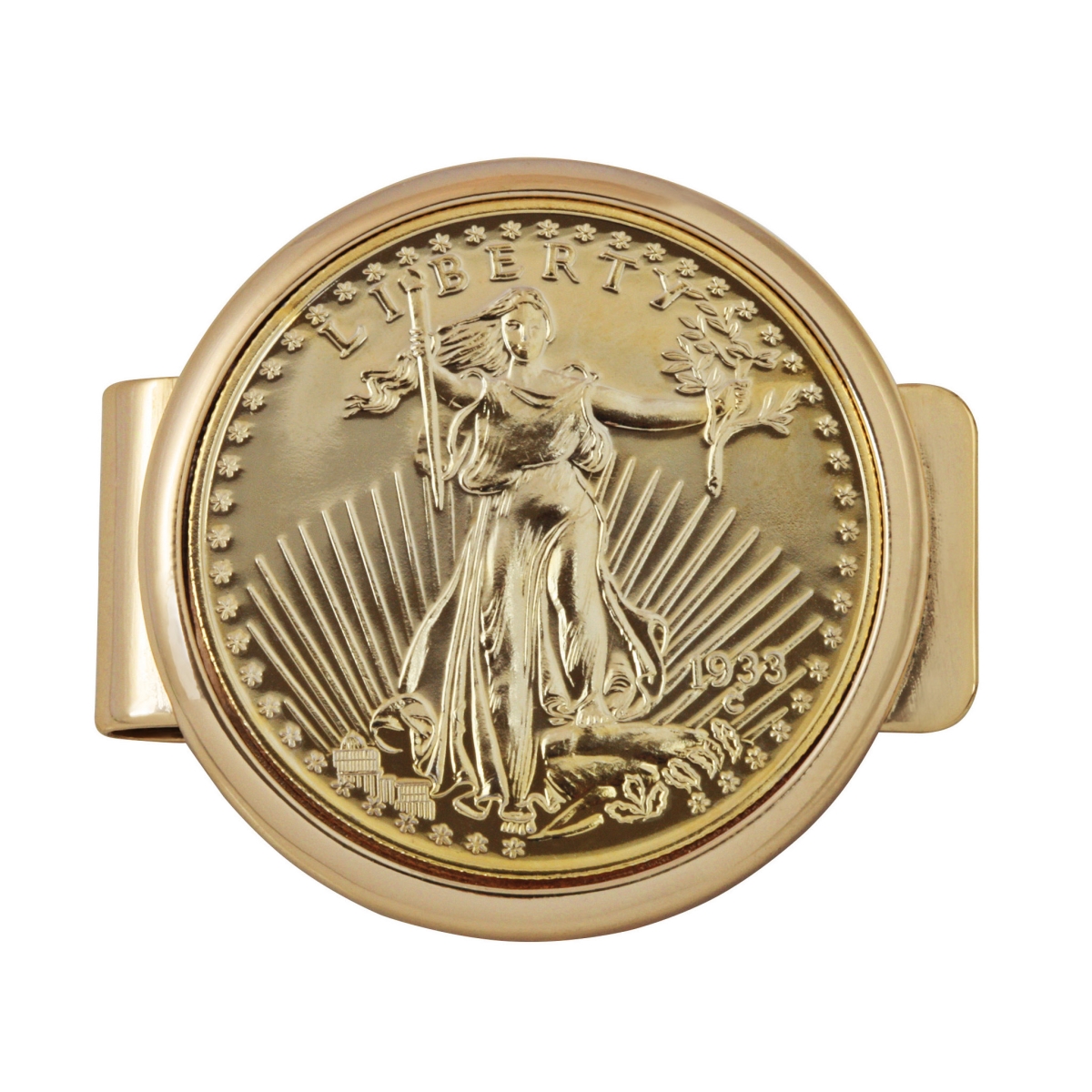Picture of American Coin Treasures 15252 Tribute to Doller 20 1933 Saint Gaudens Double Eagle Gold Coin Goldtone Money Clip