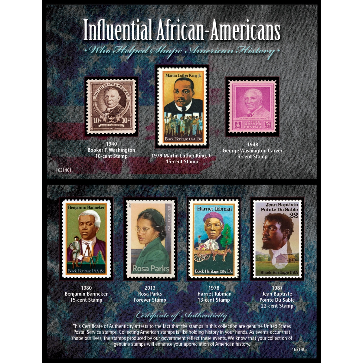 Picture of American Coin Treasures 16314 4 x 6 in. Black History United States Postage Stamp Set