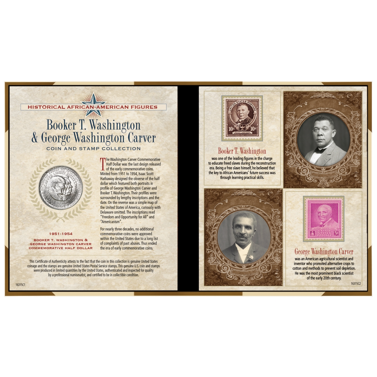 Picture of American Coin Treasures 16315 Black History Carver & Washington Coin & Stamp Set