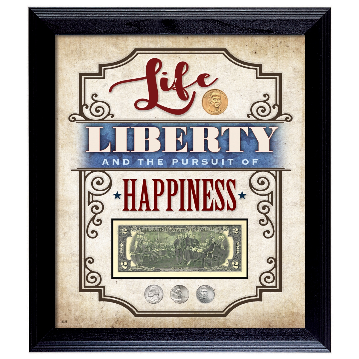 Picture of American Coin Treasures 16355 Life&#44; Liberty & The Pursuit of Happiness Thomas Jefferson Currency & Coin Wall Frame