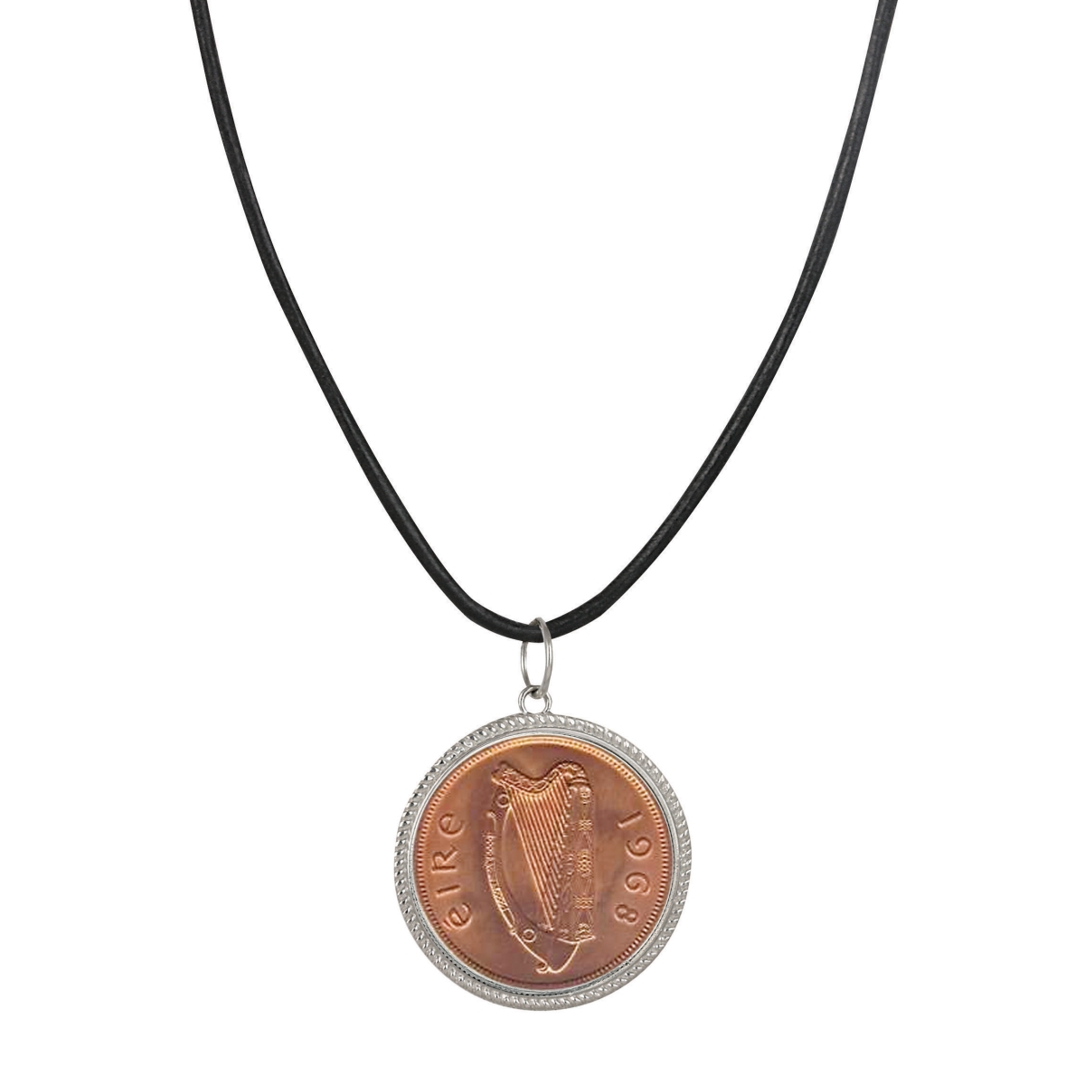 Picture of American Coin Treasures 16367 Large Irish Penny Pendant with Leather Cord for Men