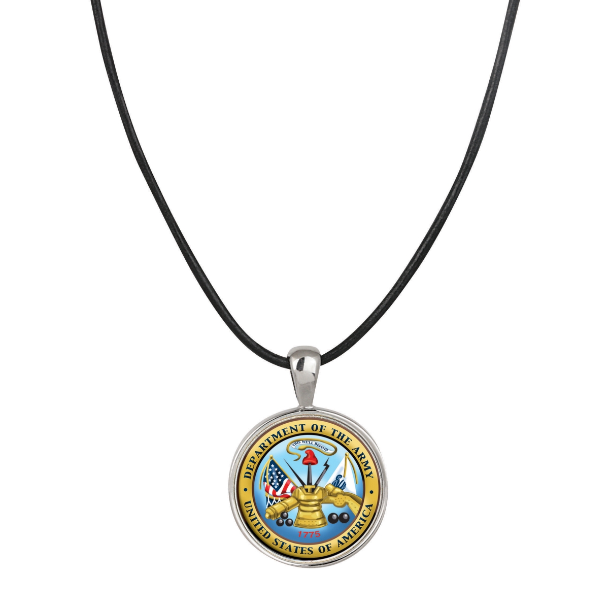 Picture of American Coin Treasures 16372 Army Colorized Quarter Pendant with Leather Cord for Men