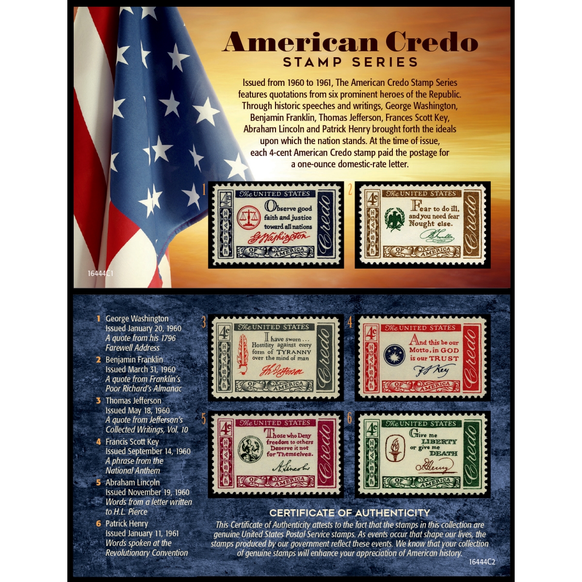 Picture of American Coin Treasures 16444 American Credo United States Postage Stamp Series