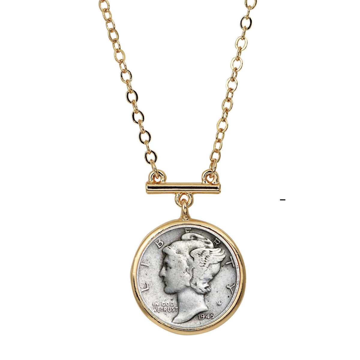 16473 Goldtone Mercury Dime Coin Bar Necklace -  UPM Global