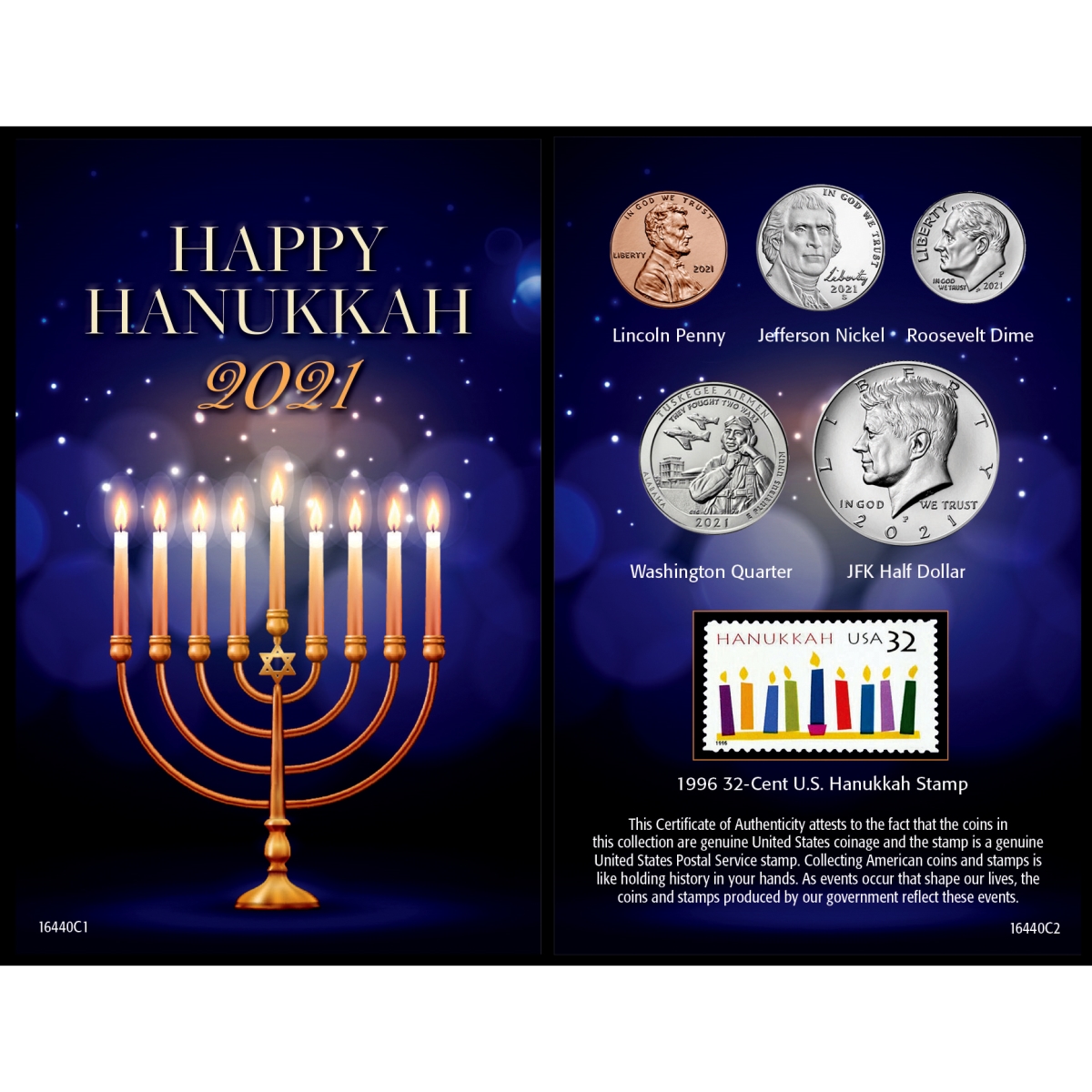 Picture of American Coin Treasures 16440 2021 Hanukkah Greeting Coin Card