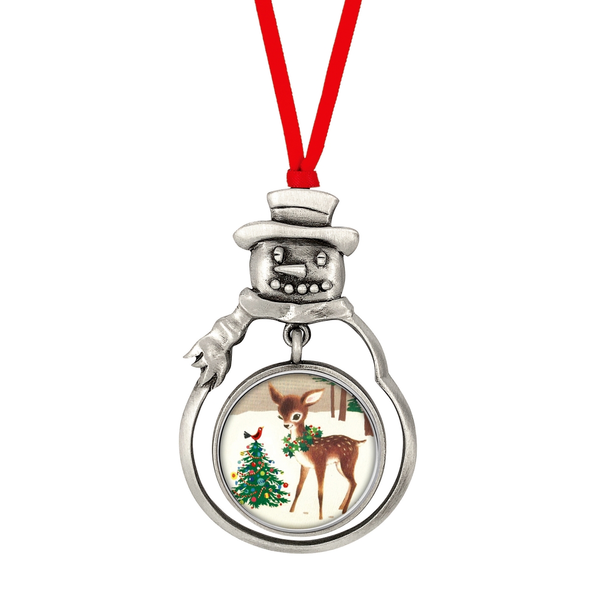 Picture of American Coin Treasures 16614 JFK Half Dollar Snowman Ornament with Colorized Reindeer Coin