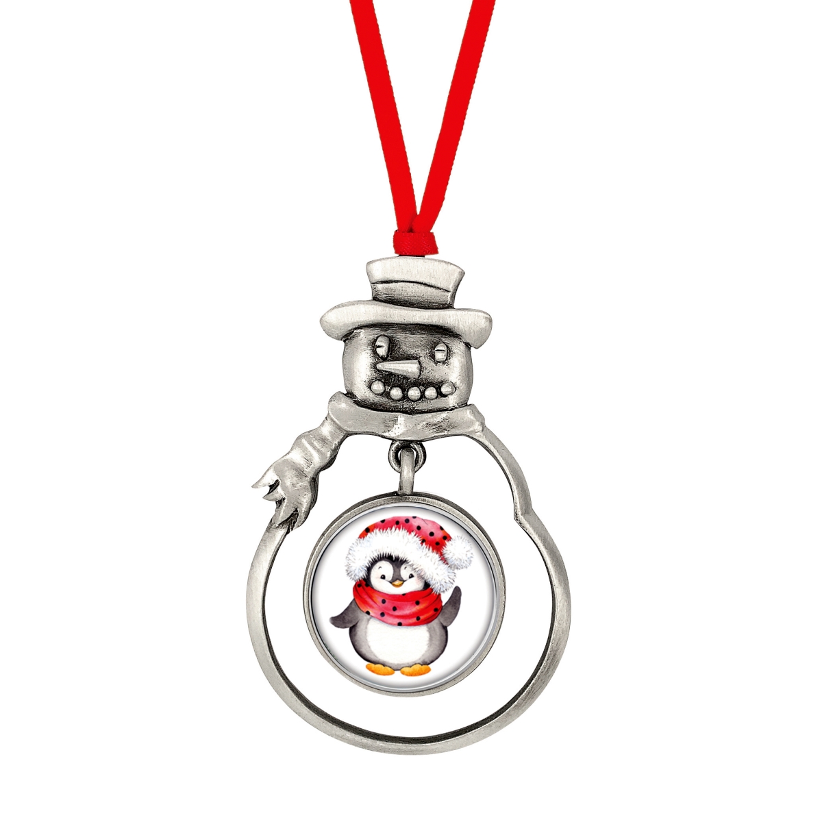 Picture of American Coin Treasures 16623 Snow Man Ornament with Colorized Quarter Penguin Coin