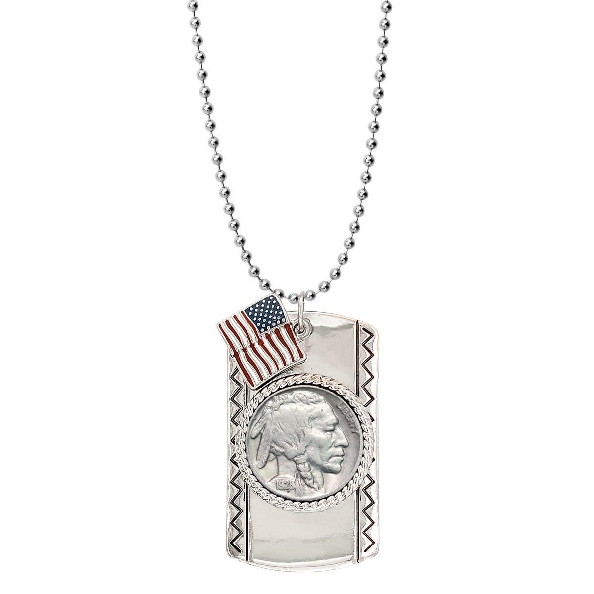 Picture of American Coin Treasures 16883 25 in. Buffalo Nickel Dog Coin Tag Pendant Necklace&#44; Silver