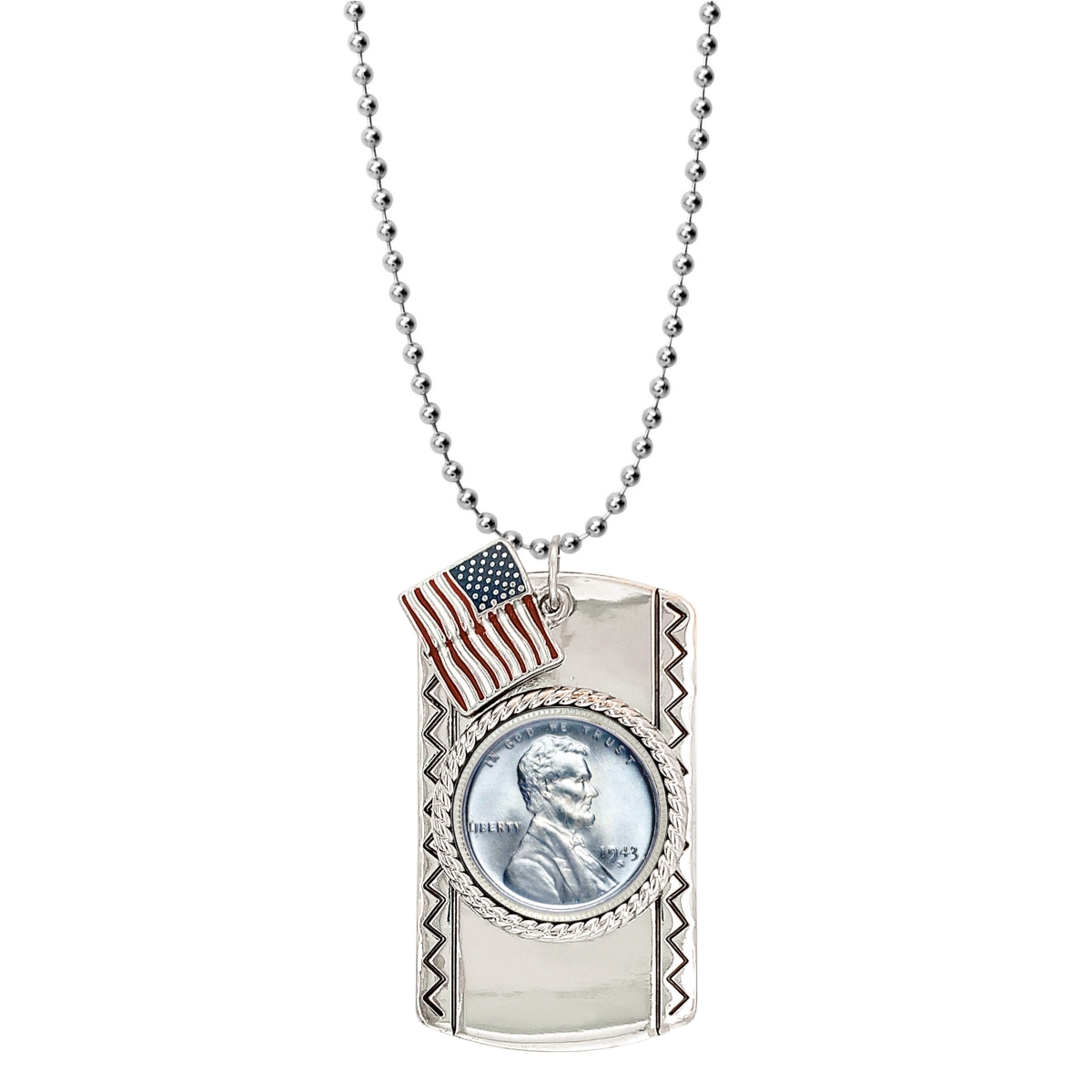 Picture of American Coin Treasures 16885 25 in. Lincoln Penny Steel Cent Dog Coin Tag Pendant Necklace&#44; Silver