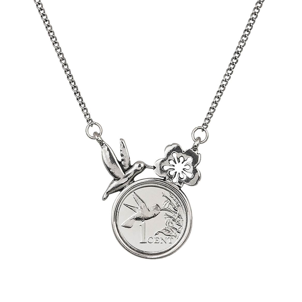 Picture of American Coin Treasures 17001 23 in. Hummingbird Coin Pendant Necklace&#44; Silver