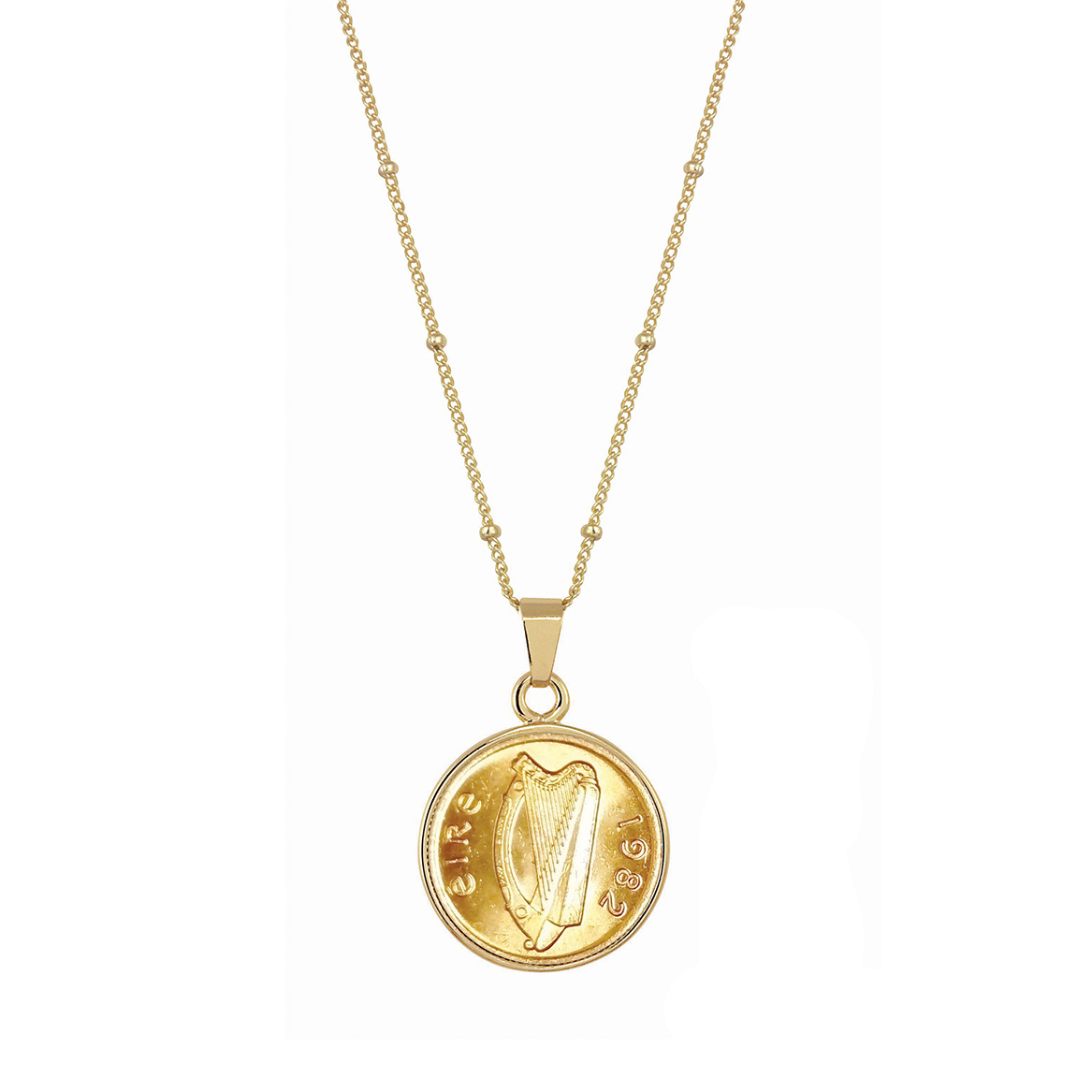 Picture of American Coin Treasures 17015 21 in. Gold Layered Irish Half Penny Coin Goldtone Pendant&#44; Gold