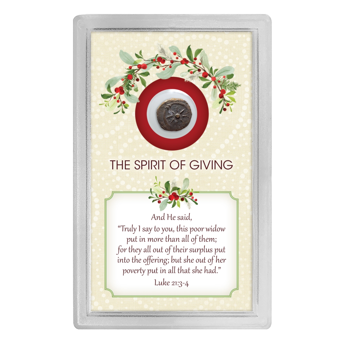 Picture of American Coin Treasures 17113 3 x 5 in. Widows Mite The Gift of Giving Acrylic Decoration