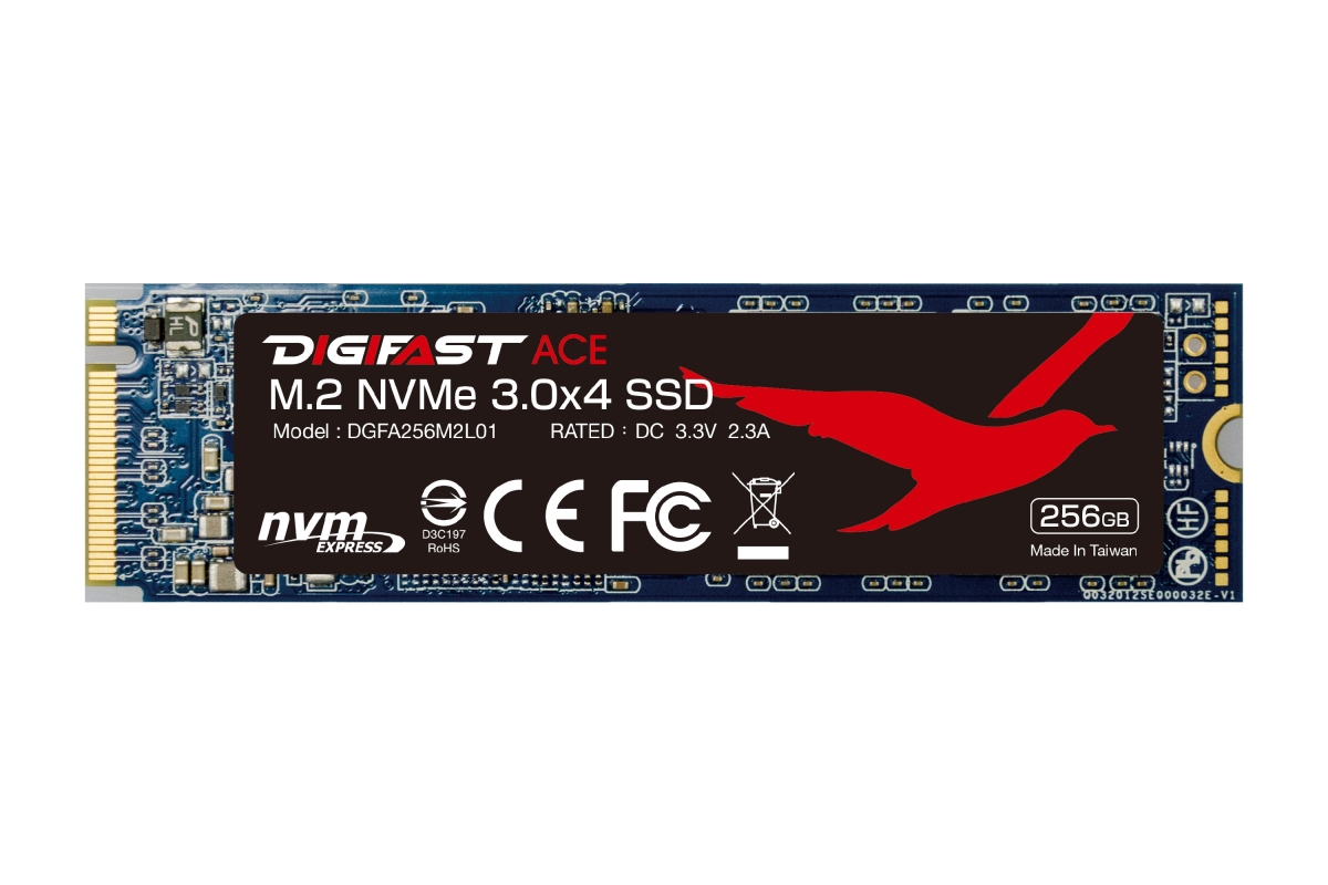 Picture of Digifast DGFA256M2L01 ACE 256 GB Gen3x4 PCIe M.2 2280 NVMe Solid State Drive