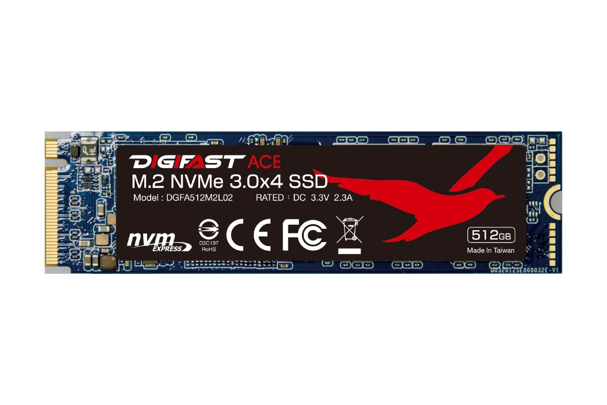 Picture of Digifast DGFA512M2L02 Ace 512 GB Gen3x4 PCIe M.2 2280 NVMe Solid State Drive