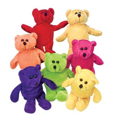 US Toy SB414X4 Plush Neon Bean Bag Teddy Bears - 12 Per Pack - Pack of 4