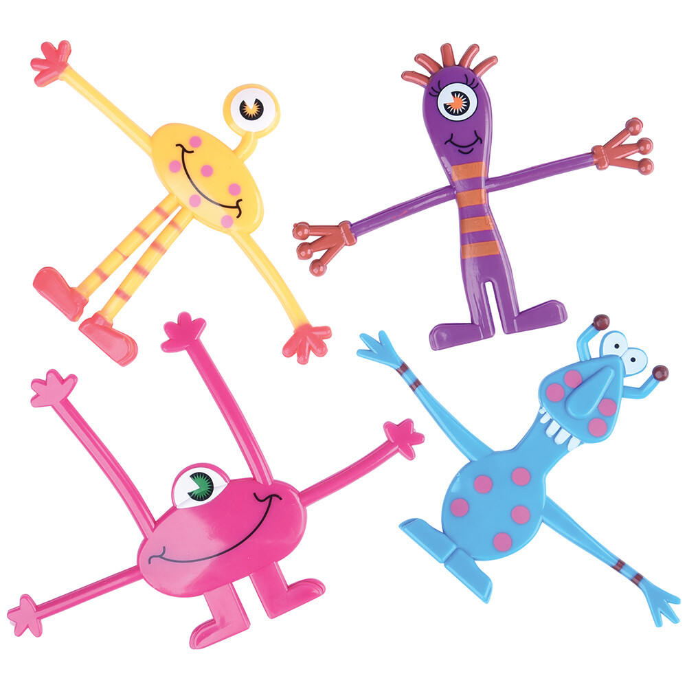 Bendable Monsters - Multi-Color - Set of 4 - Interactive Play Features