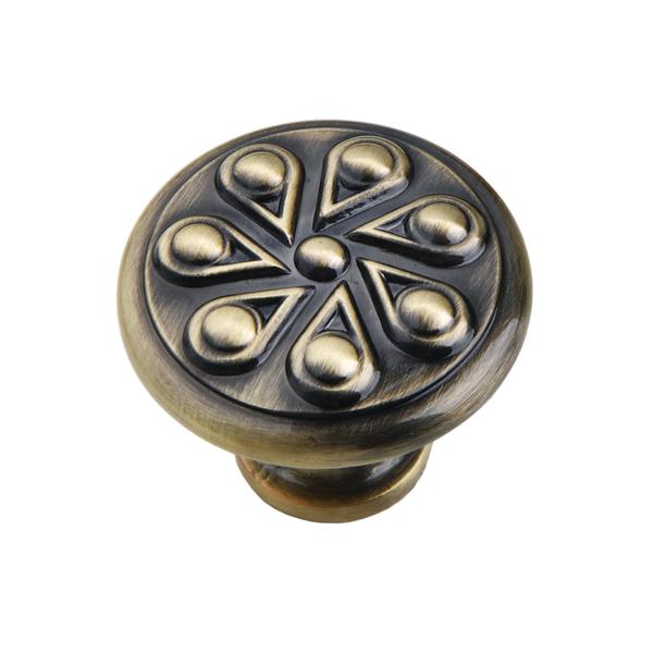 Ciel Antique Brass Cabinet Knob  1.2 inch Diameter
