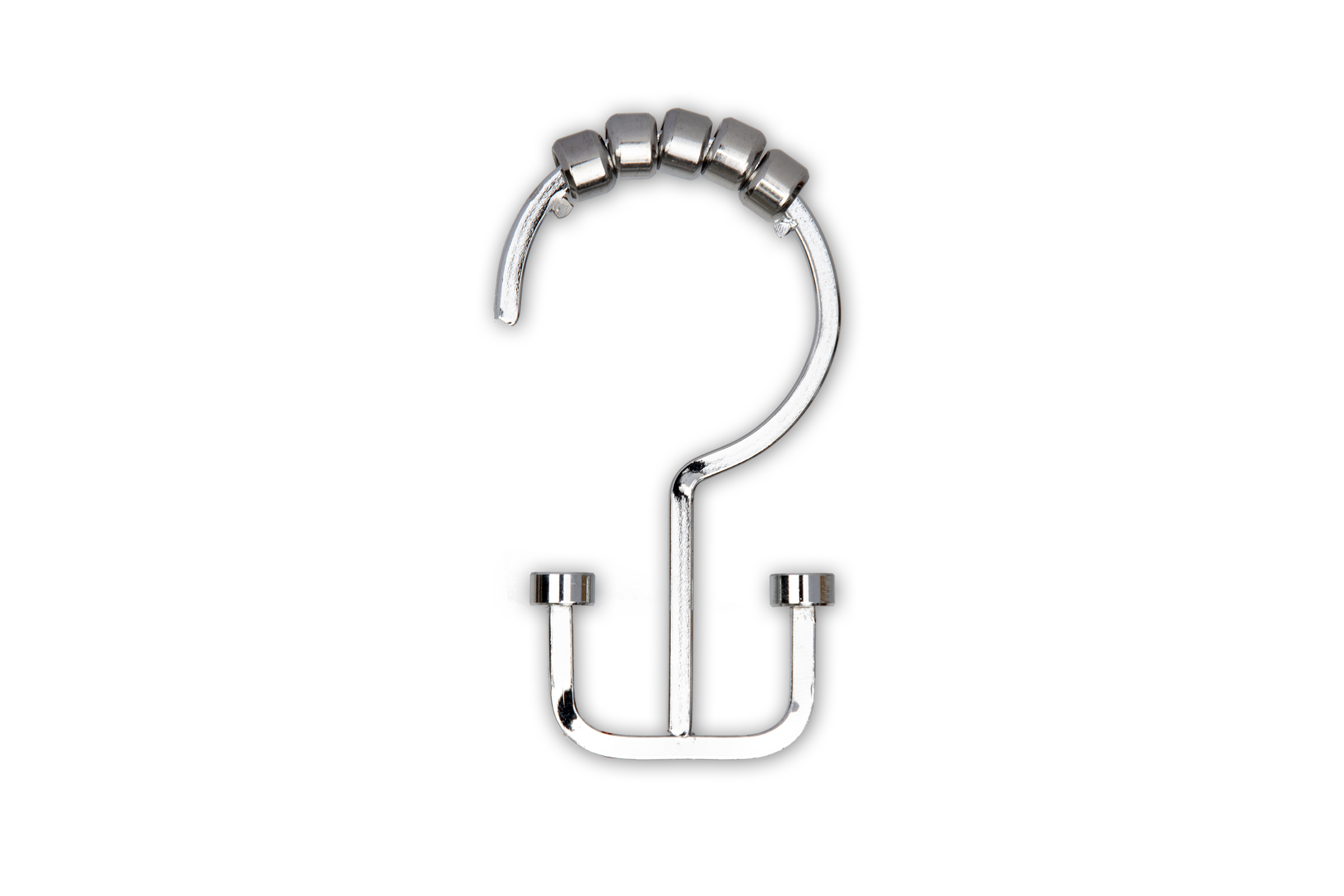 Deco Flat Double Roller Shower Curtain Hooks, Chrome