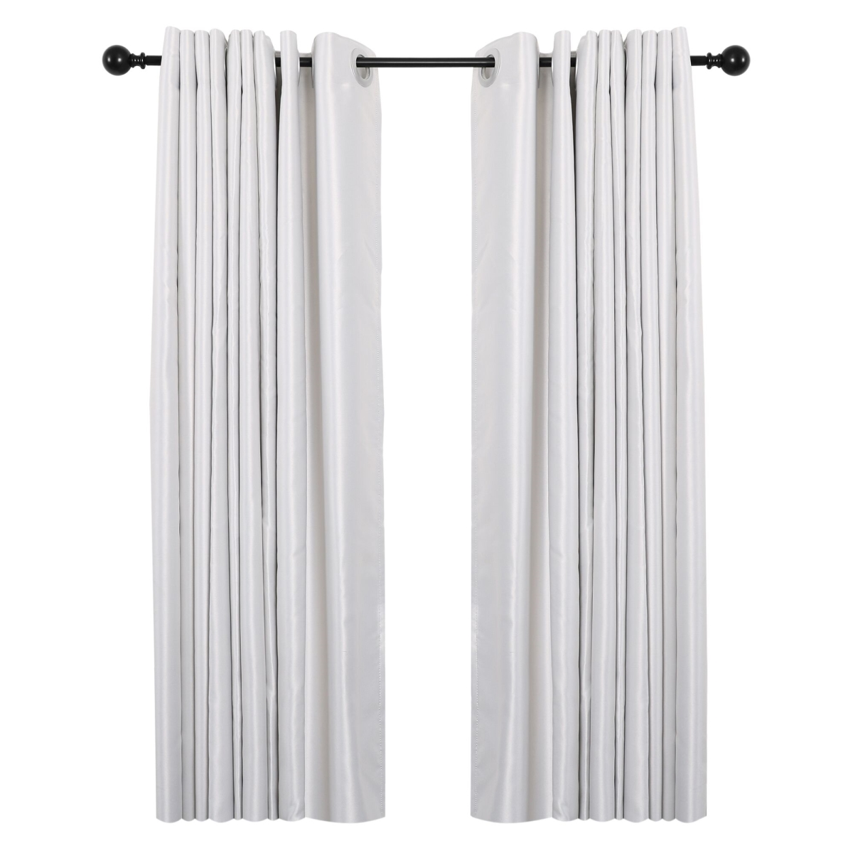 28-48 in. Adjustable Curtain Rod with Round Finials - Black